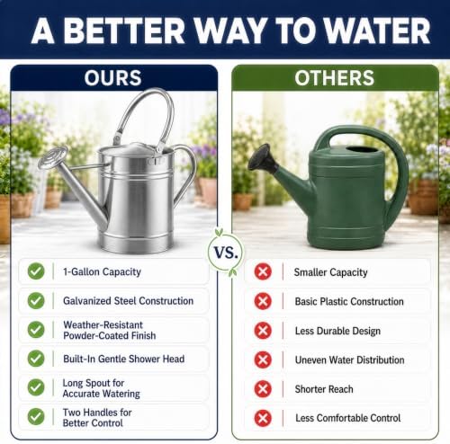Gardenised 1-Gallon Steel Watering Can with Precision Long Spout for Controlled and Shower Watering Ideal for Indoor & Outdoor Plants Flowers & Houseplants, Silver - Image 3