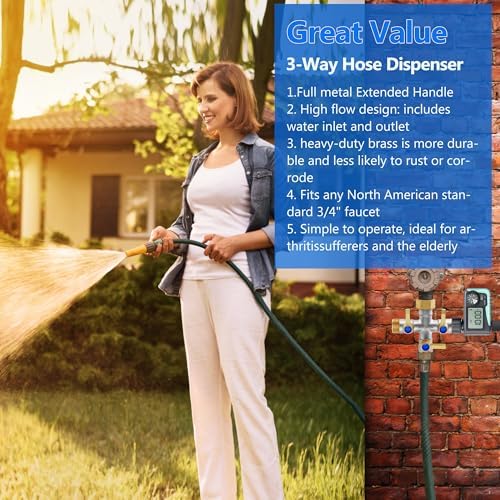 Brass Garden Hose Splitter, 3 Way Hose Splitter, Outdoor Hose Splitter, GHT 3/4 In, Female Inlet And 3 Way 3/4 In (Increase Flow Style) (silver) - Image 3