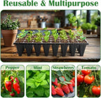 RooTrimmer 10 Pack 1020 Trays No Holes and 10 Pack 4.3" Deep 32 Cell Seed Starter Trays, 20" x 10" - Heavy Duty Plastic Nursery Flats for Seed Germination & Plant Propagation (10 Sets) - Image 4