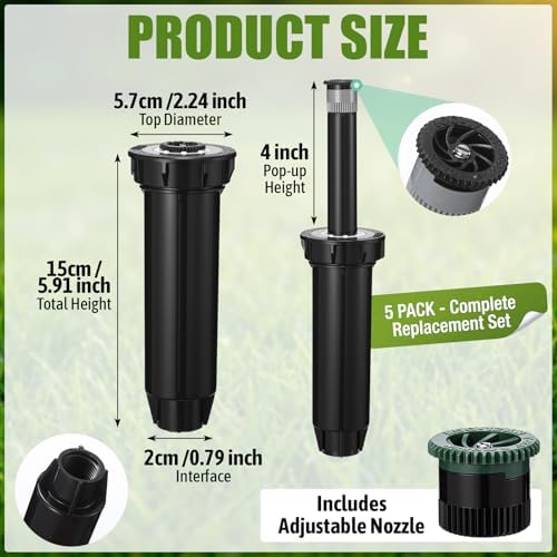 Chimmount 5 Pack 4 Inch Pop up Sprinkler Head, Compatible with 1800 Series - Image 5