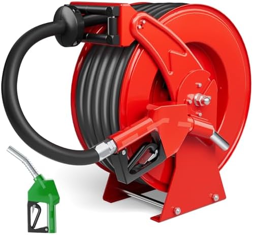 Fuel Hose Reel 3/4" x 50FT, Retractable Diesel Reel with Nozzle by Brearo