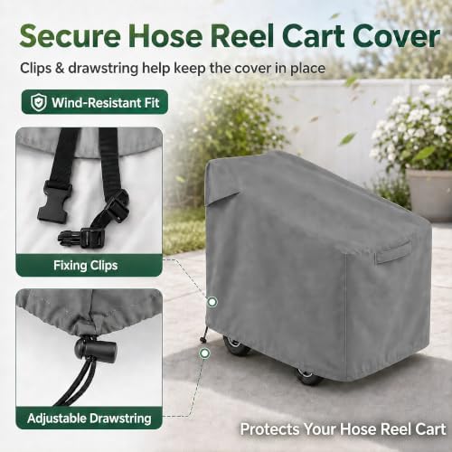 Hose Reel Cart Cover 420D Buckle Vent Handles Fit - Image 3