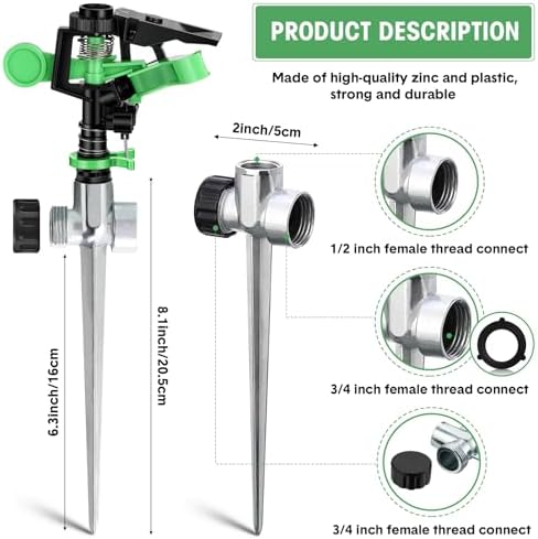 Sprinklers for Yard Garden Sprinkler 360 Degree Automatic Rotating Lawn Sprinkler with Water Stop Ring Adjustable Rotating Pulsating Sprinklers for Yard Ground Grass Irrigation System (16 Pack) - Image 2