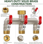 3-Way Garden Hose Splitter, Heavy-Duty Brass, 3/4" GHT, (Red) - Image 2