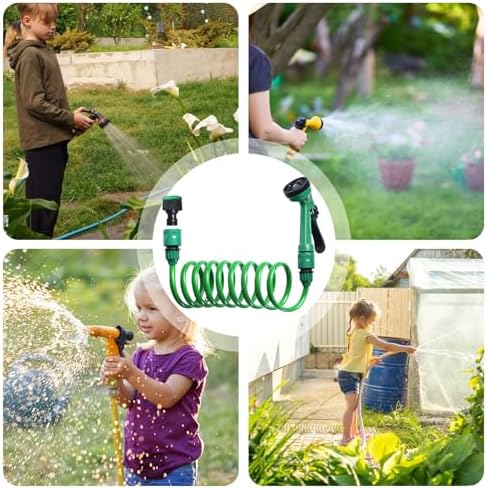 Coil Garden Hose Watering Tool with 5 Pattern Sprayer Nozzle - Image 4
