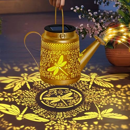 Solar Lights Outdoor, Dragonfly Watering Can Lantern, Garden Decor for Yard - Image 4