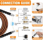 50FT Sewer Jetter Kit for Pressure Washer, 1/4" NPT Corner Drain Cleaner Hose 5800 PSI with Sewer Jetting Nozzles, Pearl Corsage Pin, Waterproof Tape, Extension Cord Organizer&2 Spanner - Image 2
