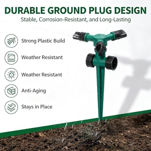 360-Degree Rotating Garden Sprinkler for Yard Large Area Coverage, Automatic Water Sprayer Irrigation for Garden, Adjustable Angle Water Sprinklers for Yard Lawn Greenhouse Vegetable Watering (1pcs) - Image 7