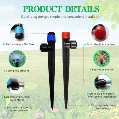 82FT Drip Irrigation Kit, 1/4-inch Drip Irrigation Emitter, Fan-Shaped Drip Irrigation Emitter, Quick-Connect Automatic Drip Irrigation System, Suitable for Watering Plants in Flowerpot Elevated Bed. - Image 5