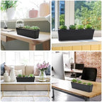 GREANER 6 Pack Herb Planters, 12x3.8 Inch Black Rectangle Window Boxes with Tray, Indoor Succulent Cactus Mint Plastic Pot for Windowsill, Balcony, Office, Outdoor Garden - Image 6