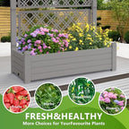 Vixzen 59" Tall Raised Garden Bed,Outdoor Large Resin Planter Box with Trellis and Drain Plug for Climbing Plants,Easy to Assemble,Water Monitor Grey, 43.43"×18.27"×59.29" - Image 4