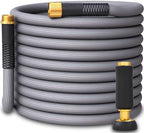 TITAN Garden Hose | Flexible, Lightweight, Kink-Free & Durable Hybrid Water Hose with Heavy Duty Brass Connectors & High-Pressure Jet Nozzle (50FT x 1/2”) by Titan