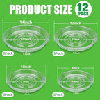 RooTrimmer 12 Pack Clear Plant Saucers for Pots,8" 10" 12" 14 Inch Assorted Sizes,Heavy Duty Thick Plastic Drip Trays,Indoor Outdoor Flower Pot Trays for Floor Protection(3 of Each Size) - Image 2