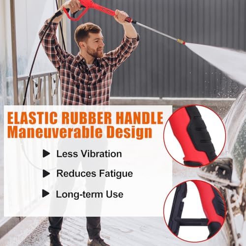 Brass Power Washer Gun and Hose Kit, Pressure Washer Gun with 50FT Washer Hose & 2 Extension Wands, 40" Adjustable Length with 3/8" Quick Connect, M22 Fitting, 5 Nozzle Tips,4350PSI - Image 7