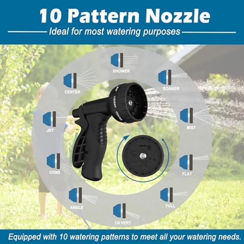 Garden Hose 75ft, Non-Expandable Lightweight & Flexible Water Hose, with 10-Pattern Spray Nozzle, Super Fabric, Leak-Proof 3/4" Solid Brass Alloy Connector Fittings, Durable - Image 5