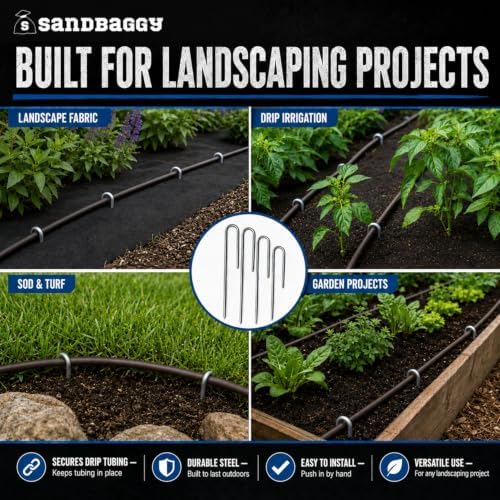 Sandbaggy Drip Tubing Stakes, 1500 Pack 5 Inch 14 Gauge Galvanized Steel Drip Irrigation Stakes, Garden Stakes and Landscape Pins for 1/8 Inch and 1/4 Inch Drip Line Tubing - Image 5