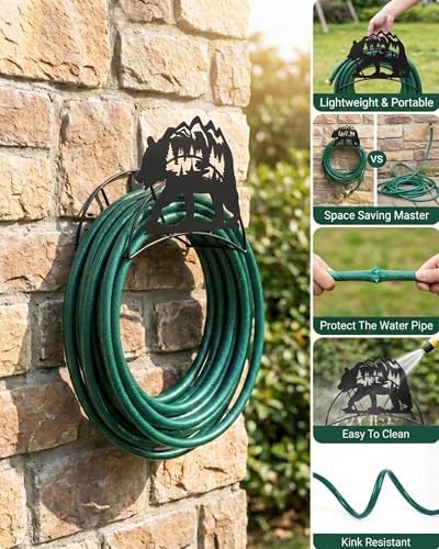 Bear Hose Holder Metal Wall Mount Heavy Duty 125'5/8" Garden Hose Hanger - Image 2