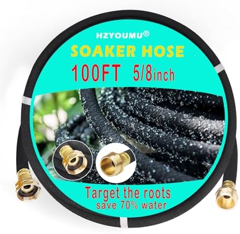 5/8 Inch 100 FT Soaker Hose for Garden, Lawn Irrigation by HZYOUMU