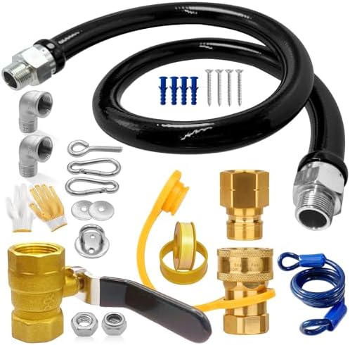 1675KIT48 Commercial Gas Hose Connector Kit, 48" Mobile Gas Line kit with 3/4" Quick Disconnect, Full Port Gas Valve & Flex Hose, Quick Connect Safety System for Commercial Kitchen Equipment by Unknown