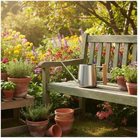 Long-Spout Metal Watering Can Stainless Steel Watering Can Watering Pot Modern Metal Water Can Decorative for Balcony Garden - Image 3
