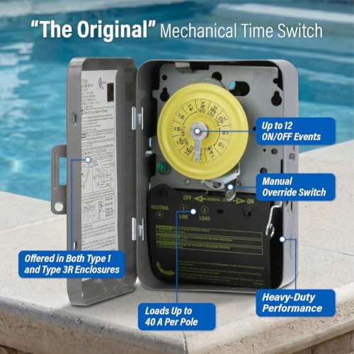Intermatic T101R 24-Hour Mechanical Timer Switch, 120V SPST, Type 3R - Image 2
