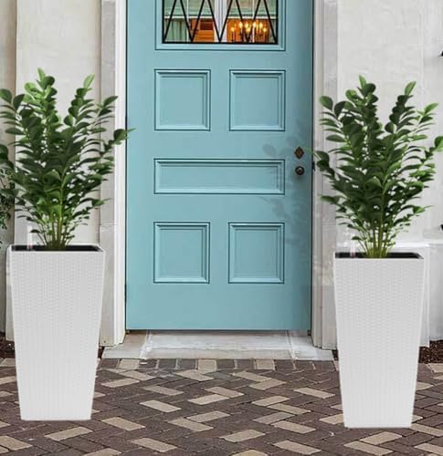 22.6 inch Planters, 22.6 Inch Square Self Watering, White, 2 - Image 6