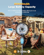 Outdoor Misting Fan for Outside, 12-Inch 20000mAh Portable Water Cooling Fan for Patios Bedroom, 2 In 1 Standing & Tabletop Oscillating Fans with Mister Kit, Mist Fans with Remote/Spray/7 Gear/Timer - Image 4