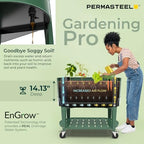 Permasteel Raised Garden Bed with Legs, 40×20×37 in, Planter Box with EnGrow™ TrueSoil™ Technology for Vegetables, Flowers, Herbs, and Fruit, Outdoor Indoor, Storage Shelf, Sage - Image 5