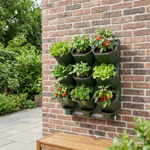 Vertical Wall Planter 3-Tier, 9-Pot Hanging Plant Holder(Green) - Image 4