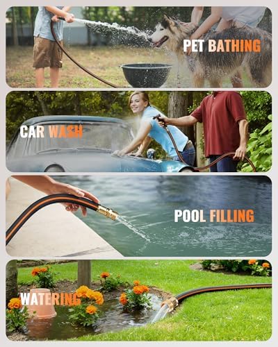 50FT x 5/8" Rubber Garden Hose, Heavy Duty Garden Water Hose, 300 PSI Working, 1000 PSI Burst, Swivel Handle with Stainless Steel Ring, 5-Layer Braided, All-Weather Outdoor Use, BG50GH06 - Image 3