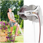 ETomey Metal Hose Stand, Movable Portable & Wall Mounted Garden Hose Holder Freestanding with Metal High Pressure Gun, Hose, Connection Fittings (Size : 98.4ft/30m) (Color : Green, Size : 49ft/15m) by Unknown