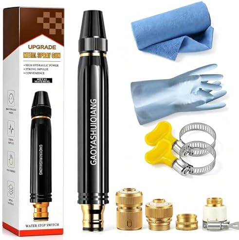 High Pressure Water Cannon, 3 Adjustable Spray Home High Pressure Car Wash Water Gun with Booster, Metal Anti-Leakage High Pressure Water Jet Hose Nozzle for Plant Watering Lawn Cars (Metal) by Unknown