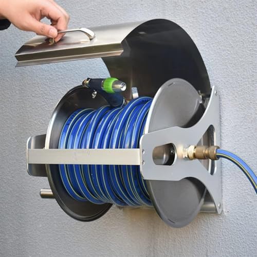 Outdoor Hose Holder Storage, Portable/Wall Hose Reel Set, Heavy Duty Garden Hose Reel with Flexible 2/1" PVC Rubber Hose, Home Hose Storage Solution (Color : 20m) by CHIPEL
