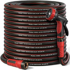Garden Hose 100ft x 5/8", NON-EXPANDABLE Heavy Duty Hose with Nozzle by PUUKU
