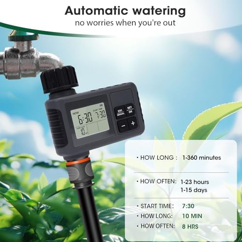 Programmable Sprinkler Timer, Irrigation Water Timer with Digital for Garden Soaker Hose, Rain Delay Manual Automatic Watering System for Outdoor, Yard, Lawn - Image 2