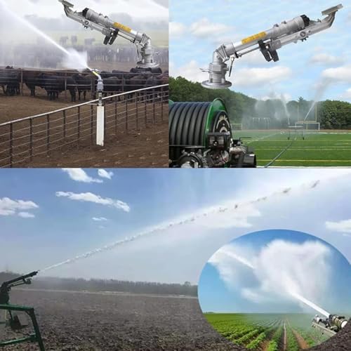 360° Fully Rotating Sprinkler with Adjustable Spray Gun Heavy Duty Zinc Alloy Nozzle Id-EAL for Farms Orchards Pasture Watering 20-50m² Coverage Area,50 - Image 3