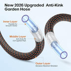 Garden Hose, 3/4" Flexible Water Hose Ultra Lightweight, Non-Expandable with 10 Function Nozzle, Kink-Free, Leak-Proof, 360° Swivel, Abrasion Resistant & Easy to Store for Yard Lawn, Outdoor (100ft) - Image 2