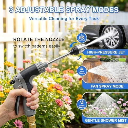 Hose Hawk Pro Pressure Washer Gun, High Pressure Hose Nozzle with 4 Spray Modes, Adjustable Handheld Pressure Washer Nozzle for 3/4" Garden Hose, Watering Sprayer for Cleaning Patio Yard Car Pets (A) - Image 4