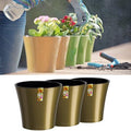 Santino, Self Watering Planters Arte 7.7 Inch Gold/Black, Indoor Flower Pots for All House Plants, Flowers, Herbs, Succulents, Set of 3 by Smart+Planters
