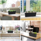 GREANER Rectangle Window Boxes, 6PCS 16x3.8 Inch Black Herb Planters with RemovableTray and Drainage Hole, Succulent Flowers Plastic Pot for Balcony, Office, Windowsill, Garden, Outdoor Decoration Use - Image 6