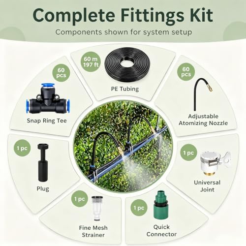 Fence-Mounted Garden Drip Irrigation System Kit | Adjustable Water Output, Bendable Nozzles, Quick-Connect, Easy Installation (30cm Nozzle, 197ft) for Efficient Watering - Image 4