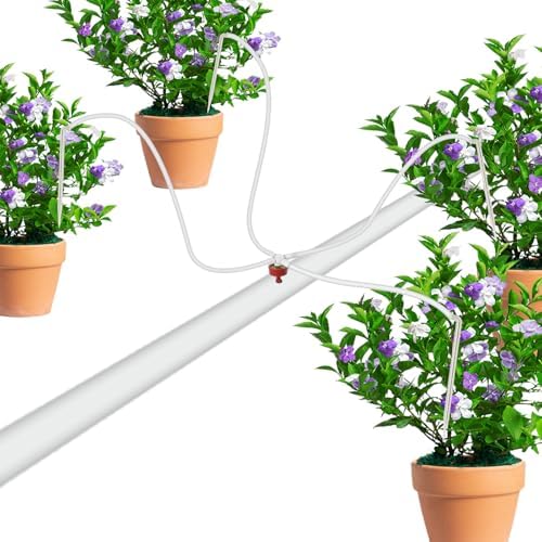 4 Way Automatic Irrigation Dripper Stake Assembly – Pressure Compensating Irrigation System with Soft Tubing, Anti-Clog Emitters for Gardens & Greenhouses - Image 3
