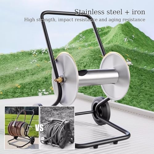 Outdoor Mobile Hose Reel Cart, Heavy Duty Hose Reel, Storage Rack for Planting, Garden Watering, Lawn Irrigation, Car Washing - Image 3