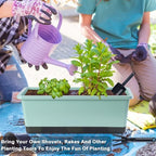 Oliz Window Box Planter 8 Pcs, 17 Inches Rectangle Flower Pots with Drainage Holes & Trays, Vegetable Planters for Windowsill Patio Garden Balcony Home Indoor Outdoor (Green, 16 * 7 * 6 inch) - Image 7