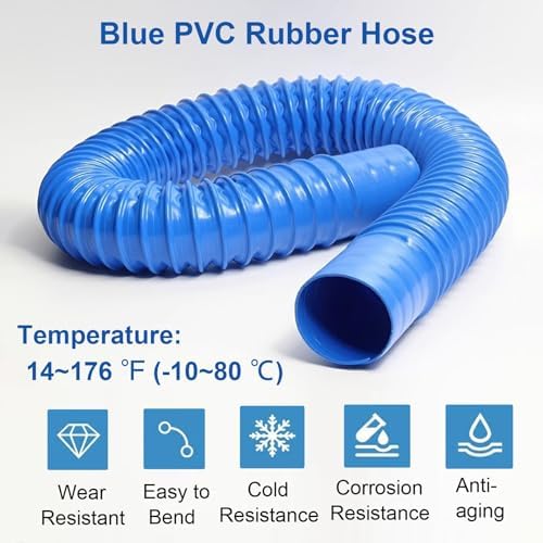 ZAQYCM Blue PVC Rubber HVAC Duct Vent Hose, 33 13 6.5 Ft Air Ducting Ventilation for Dryer/Vacuum/HVAC/Flue, Outdoor Patio Deck Garden Rain Water Pipe Downpipe(L 10m/32.8 ft,65MM/2.55 in) - Image 4