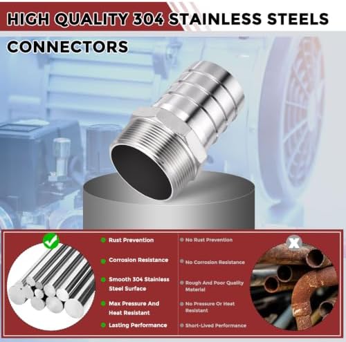 2pcs Stainless Steel Hose Barb Fittings 50mm Barb to 2" NPT Male - Image 4