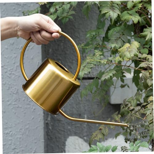 Garden Watering Can 1300ml Stainless Steel, Golden, Portable - Image 6