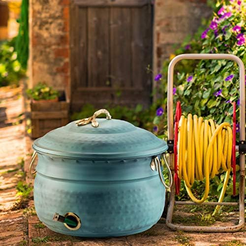 LifeSmart Decorative Garden Hose Storage Holder Pot with Lid | Expandable Water Hose Container 12 x16 inches | Heavy Duty Hose Hider | Holds 150 ft Hose Outdoor and Indoor Use - Image 3