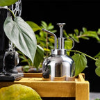 Stainless Steel Plant Mister Spray Bottle, Vintage Style Watering Can, Silver - Image 5