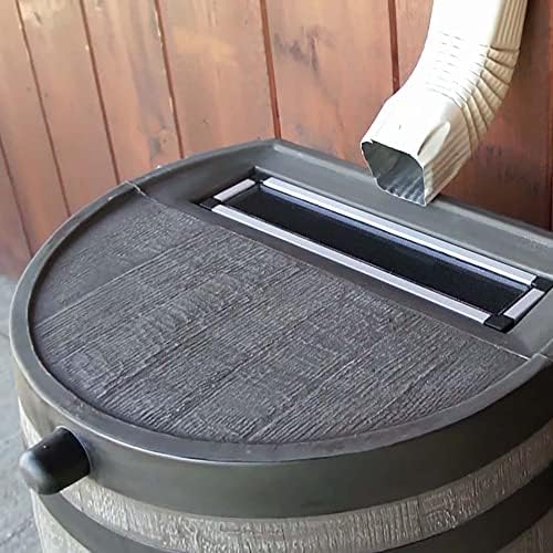 RTS Home Accents 551000655A5681, Woodgrain with Black Stripes Polyethylene 50 Gallon Flat Back Rain Barrel with Stand, Color & Oatey Mystic™ Rainwater Collection System - Image 4